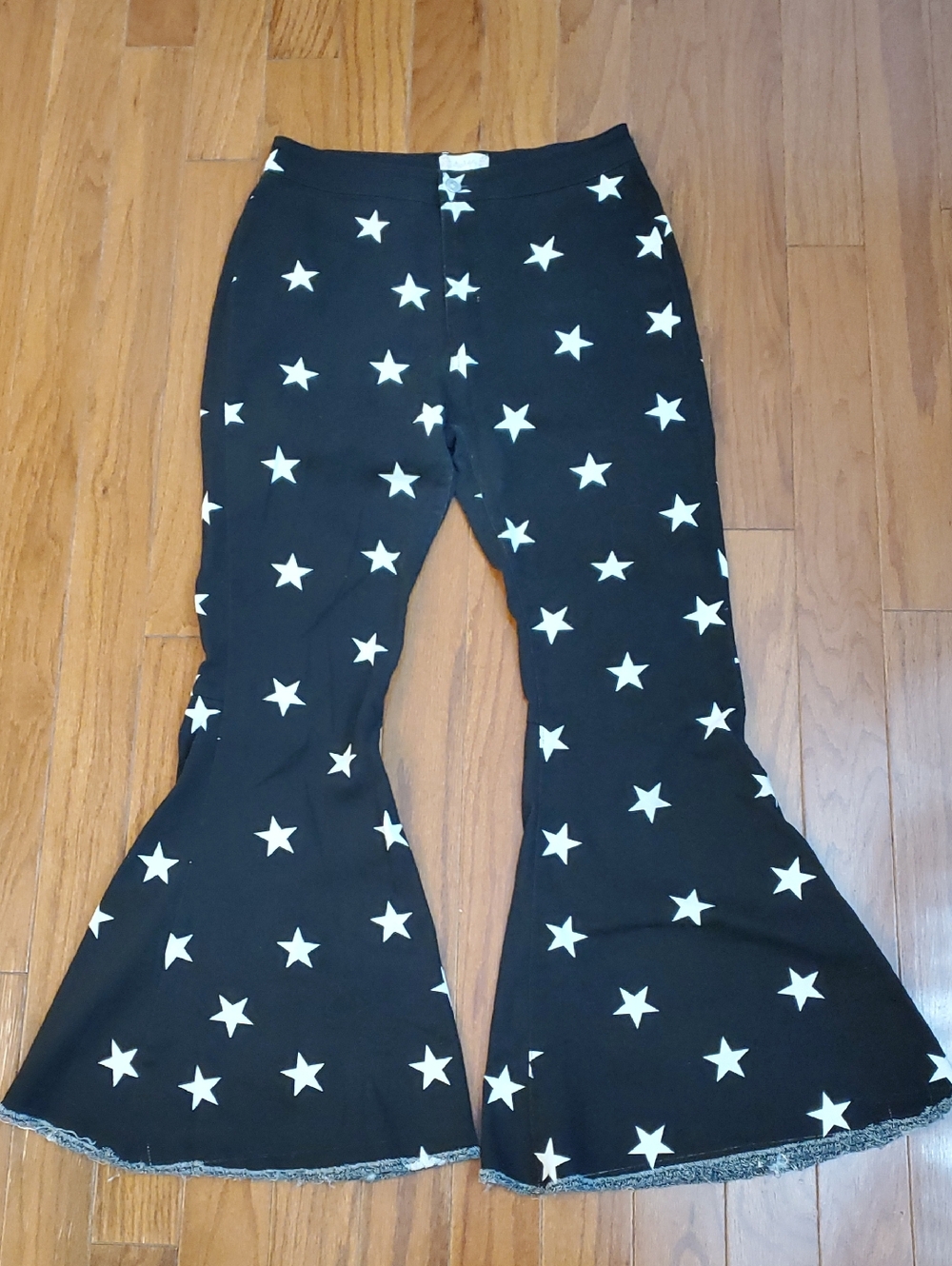 EUC Alterd State Black Flare Pants with White Stars-Large Cotton Denim